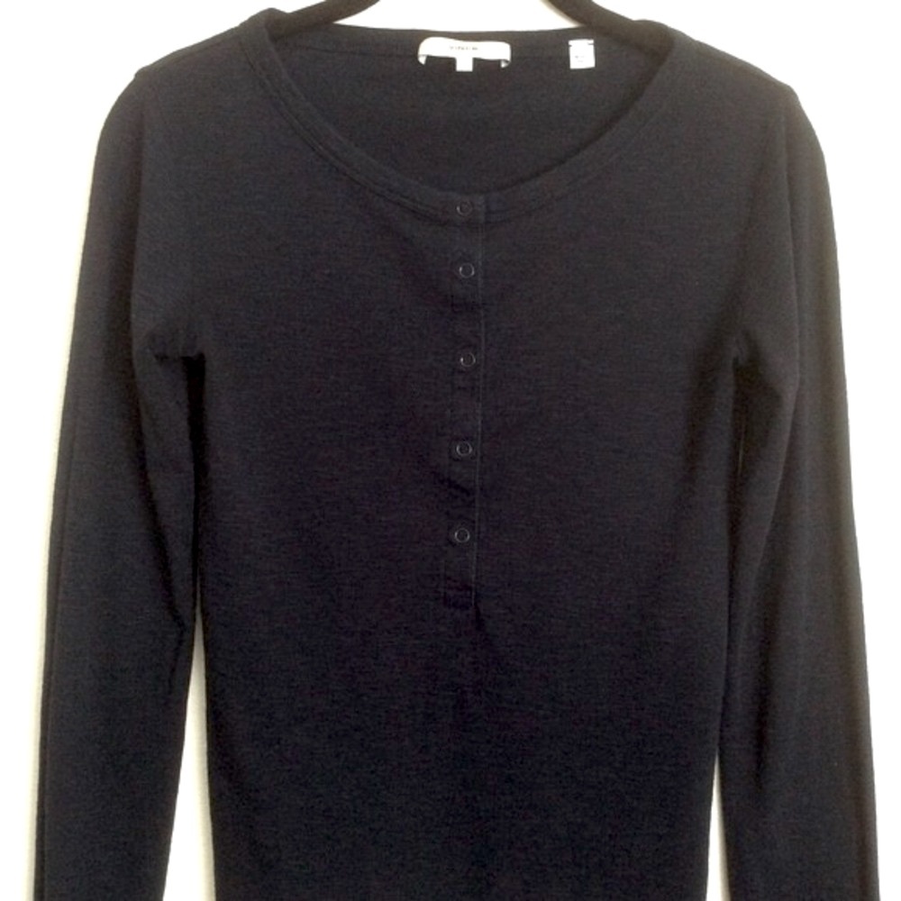 Vince Black Snap Up Slub Henley Tee Sz S Activewear Baselayer Gorpcore
